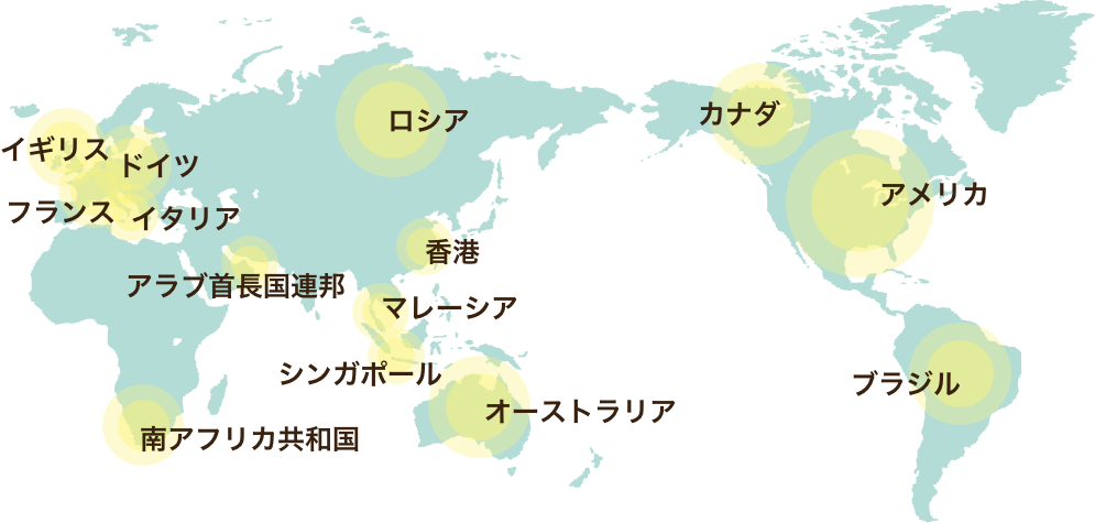 よく売れている国・地域の地図